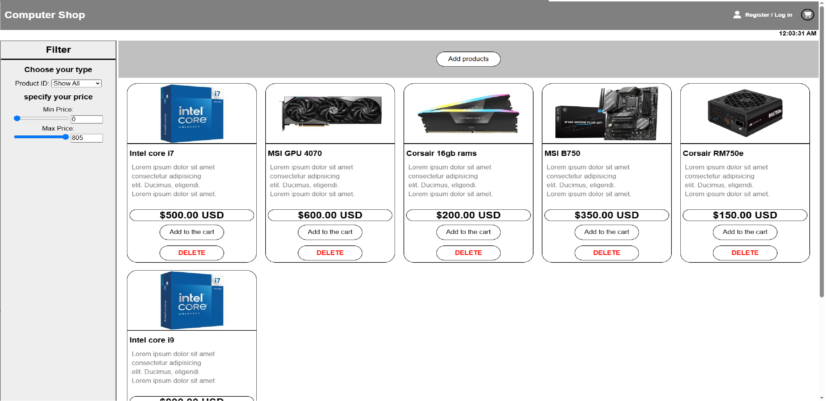 Shop Application Project